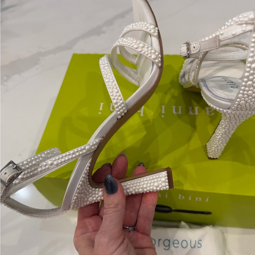 Gianni Bini Pearl White Strappy Heels - Picture 6 of 10